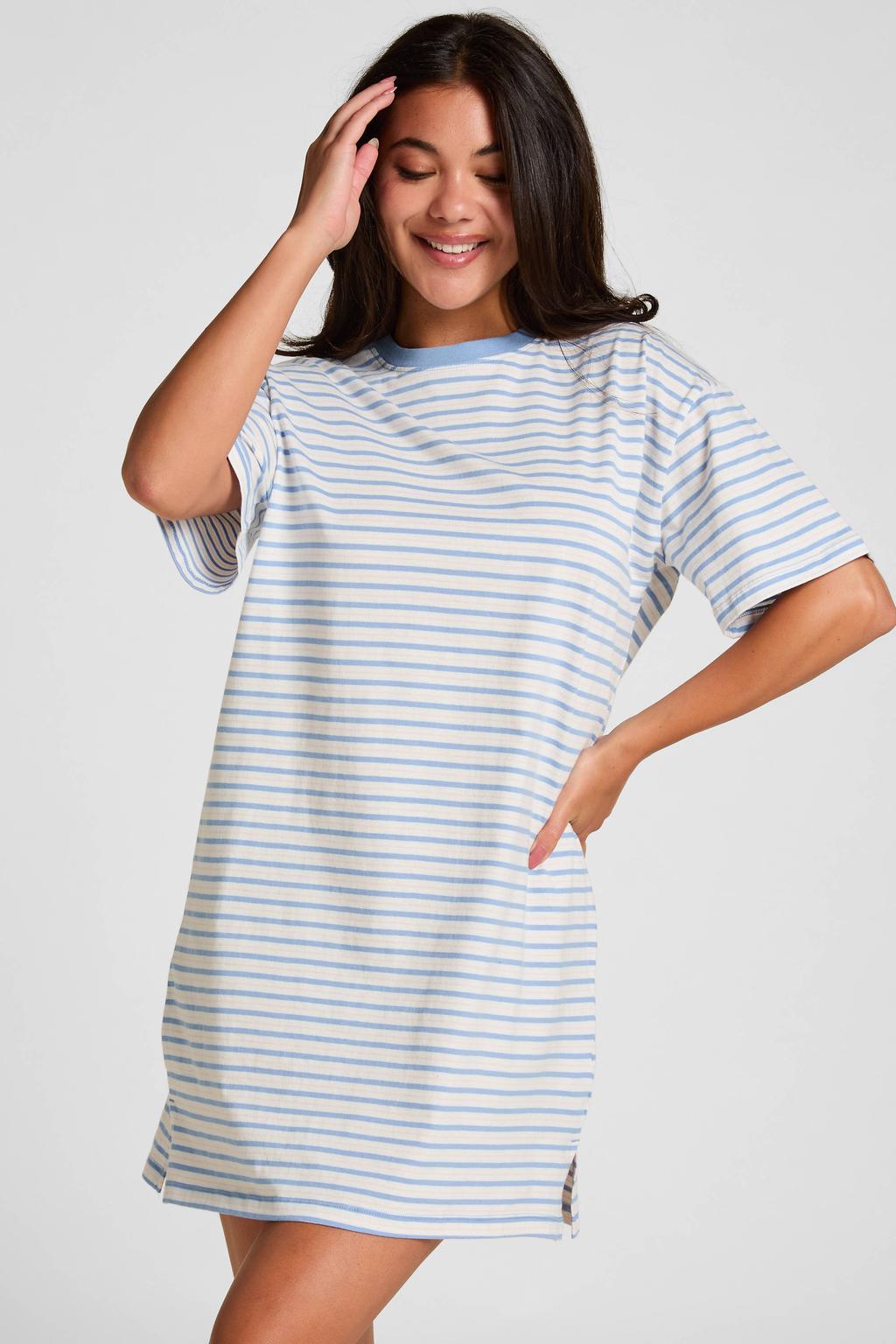 Hunkemöller nachthemd - blauw/wit