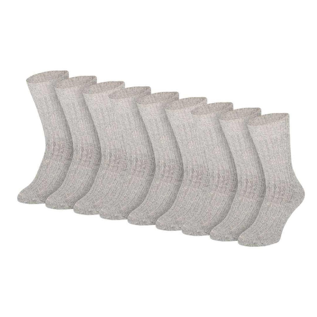 Morethansocks Wersokken - Badstof zool - Grijs - 9-Pak