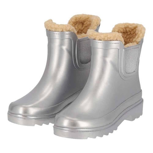 Morethansocks Chelsea regenlaarzen Unisex Fake Fur voering – Silver Metallic