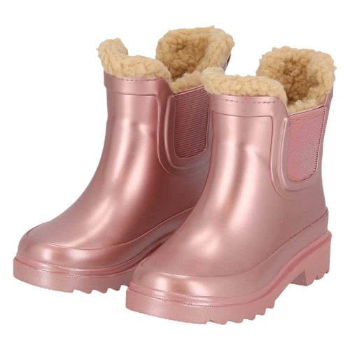 XQ Chelsea regenlaarzen Unisex Fake Fur voering – Pink Metallic