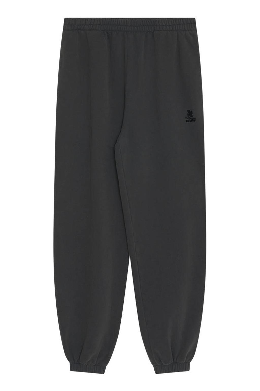 Donkerblauwe dames The New Society loose fit broek van katoen met high waist