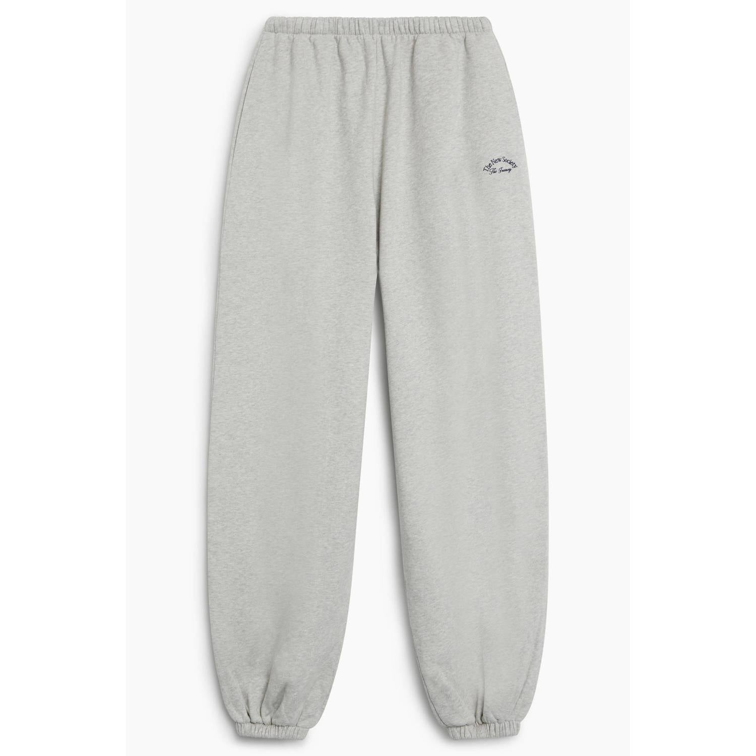 The New Society loose fit broek met tekstprint lichtgrijs