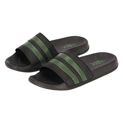 XQ Slippers Heren Stripes – Zwart/groen