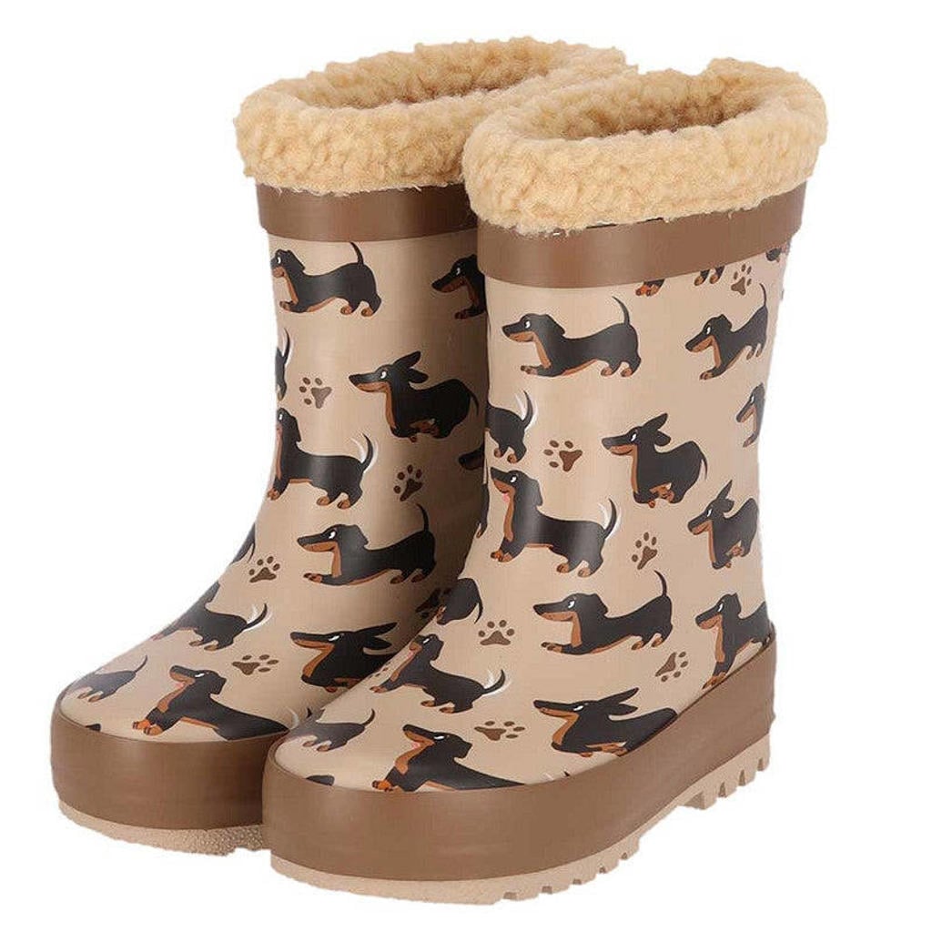 XQ Regenlaarzen dierenprint kids - Fake fur voering