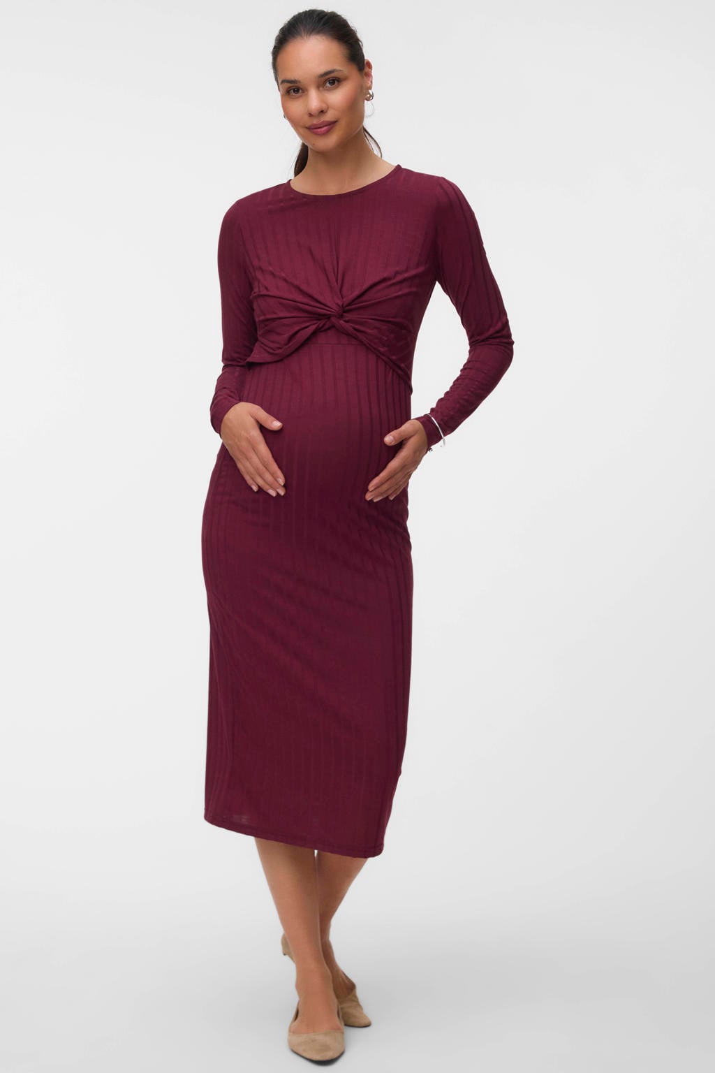 MAMALICIOUS zwangerschaps maxi jurk - donkerrood