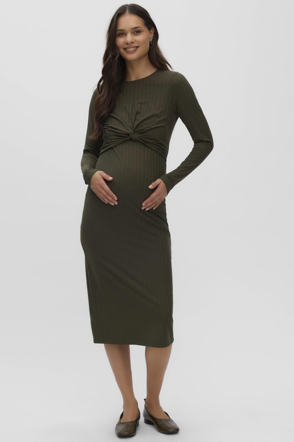 MAMALICIOUS zwangerschaps maxi jurk - donkergroen