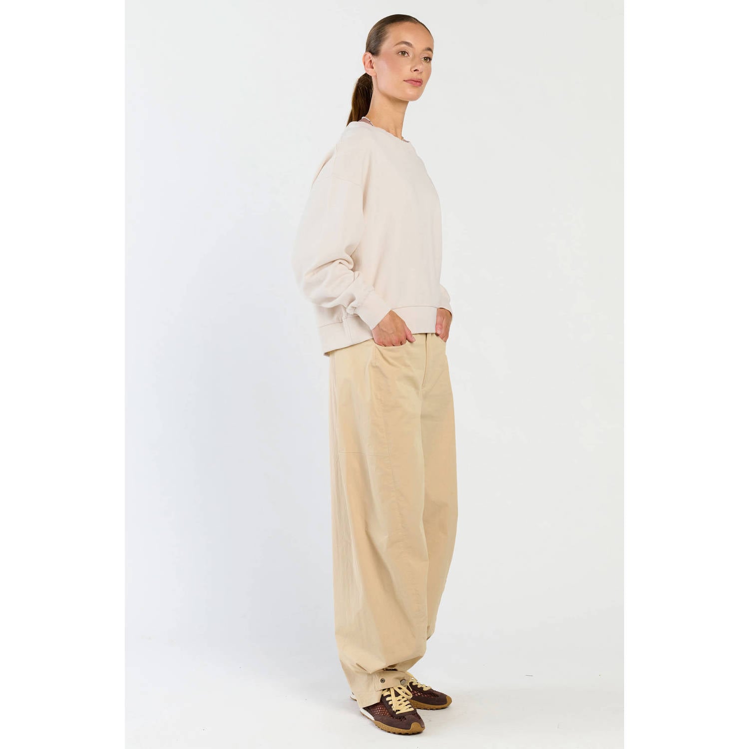 Spooq the label katoenen sweater met logo beige