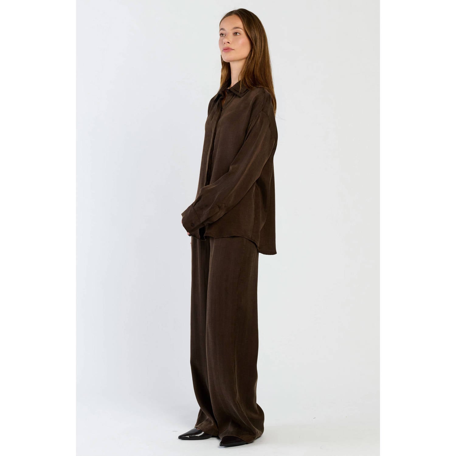 Spooq the label loose fit broek donkerbruin