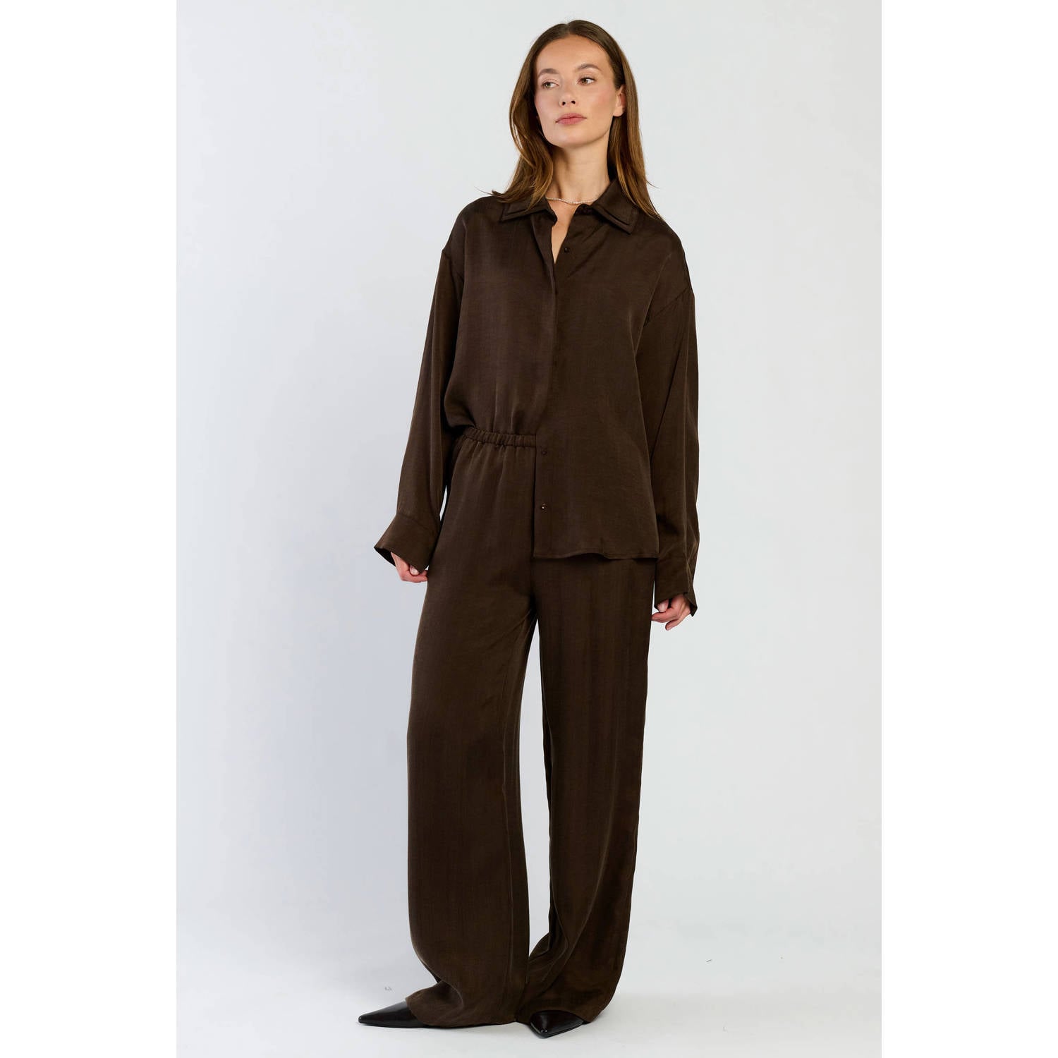 Spooq the label loose fit broek donkerbruin