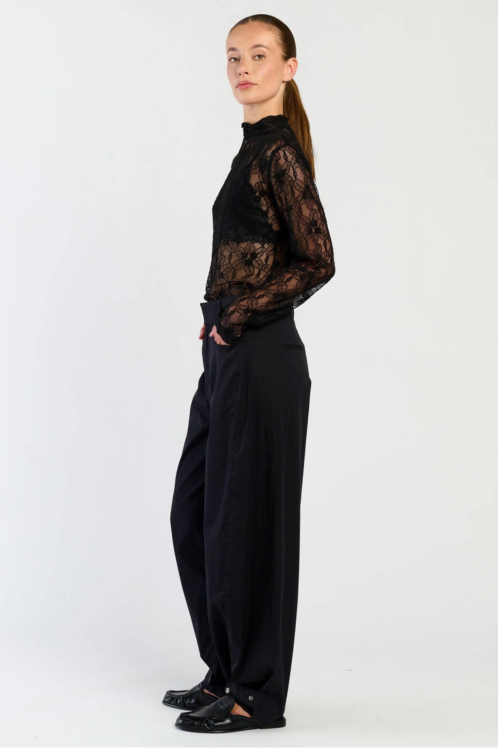 Zwarte dames Spooq the label top met effen en lange mouwen