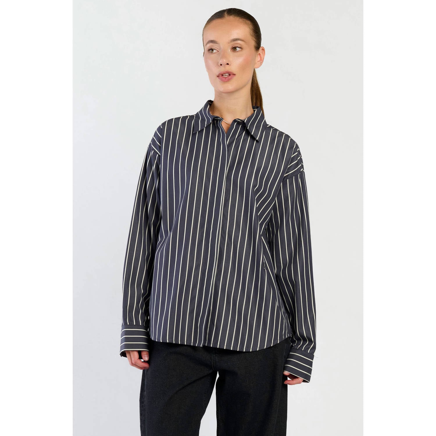 Spooq the label gestreepte top donkerblauw ecru