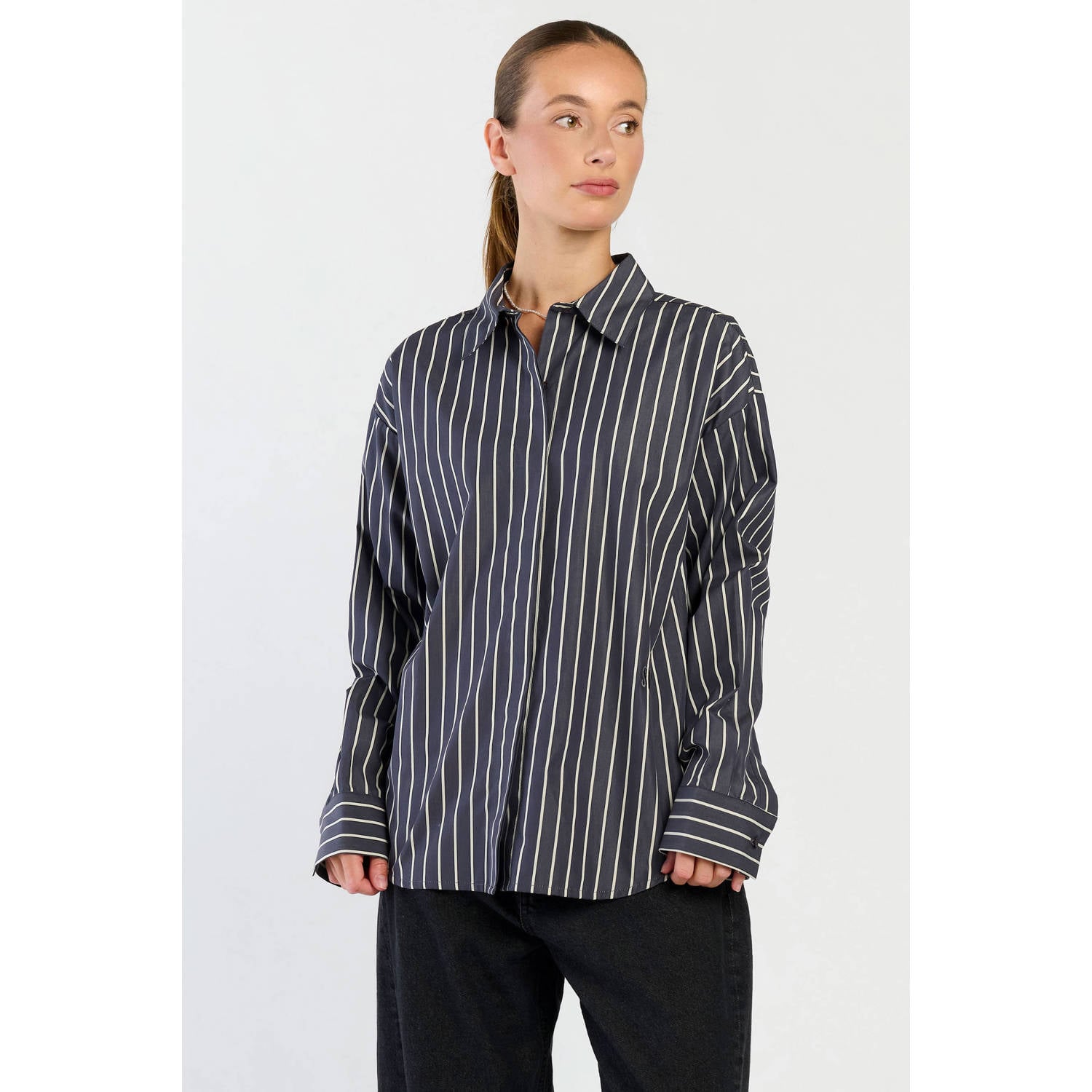 Spooq the label gestreepte top donkerblauw ecru