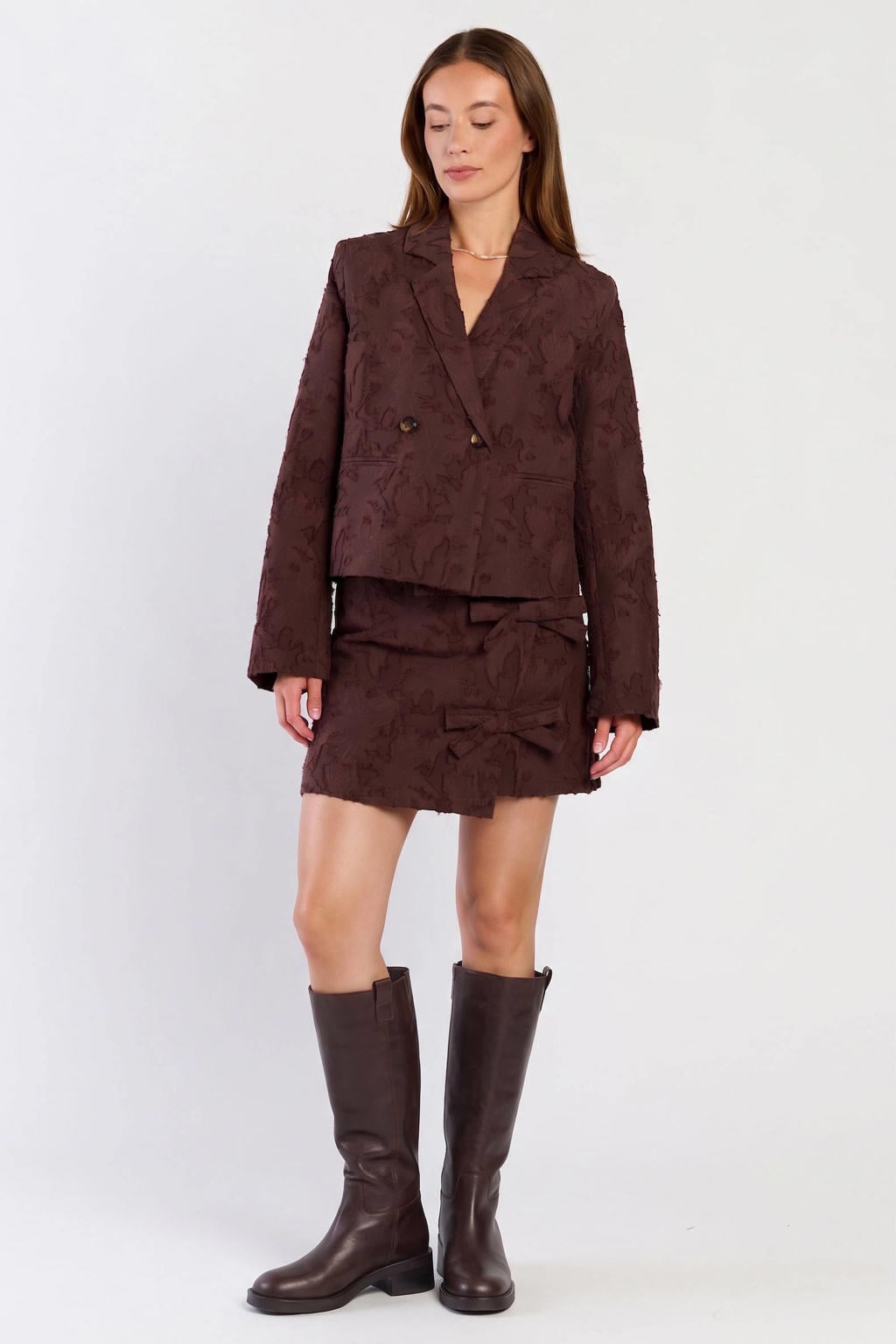 Bruine dames Spooq the label korte rok voorzien van ritssluiting