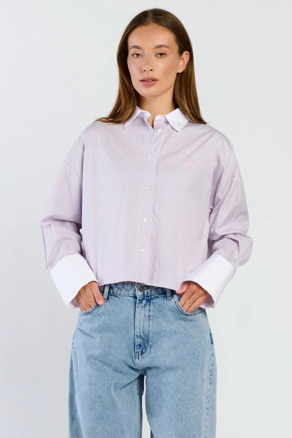 Spooq the label gestreepte top - paars/ecru