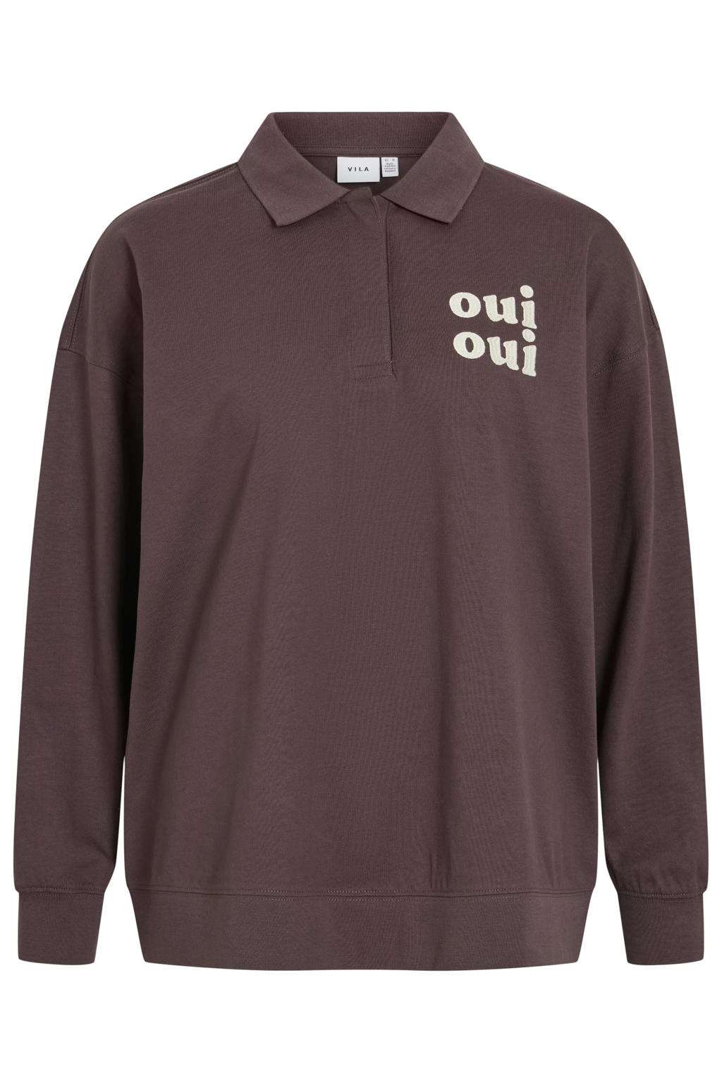 VILA katoenen sweater met borduursels en tekst