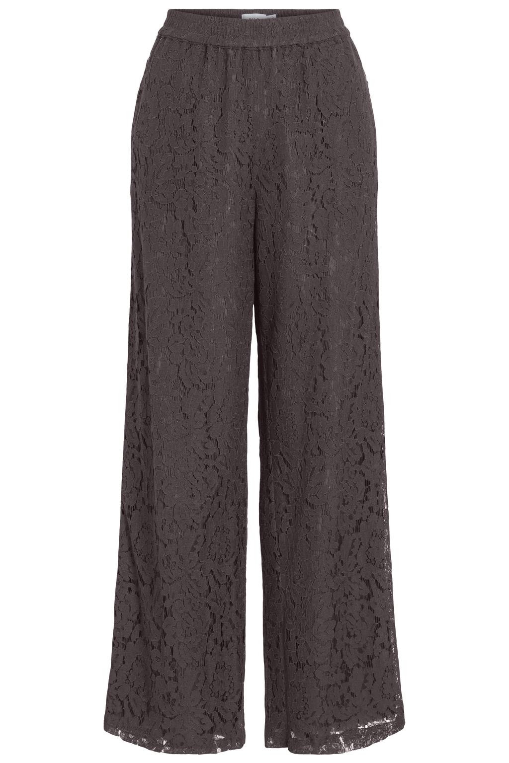 VILA kanten straight leg casual broek - donkerpaars