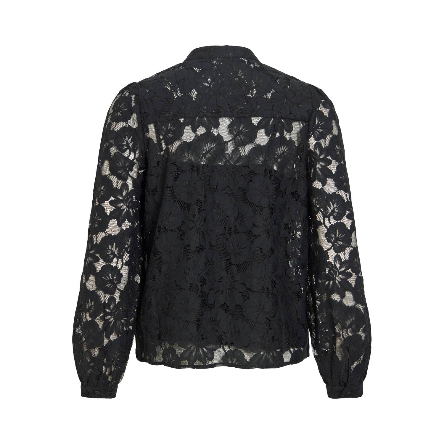 VILA kanten semi-transparante blouse zwart
