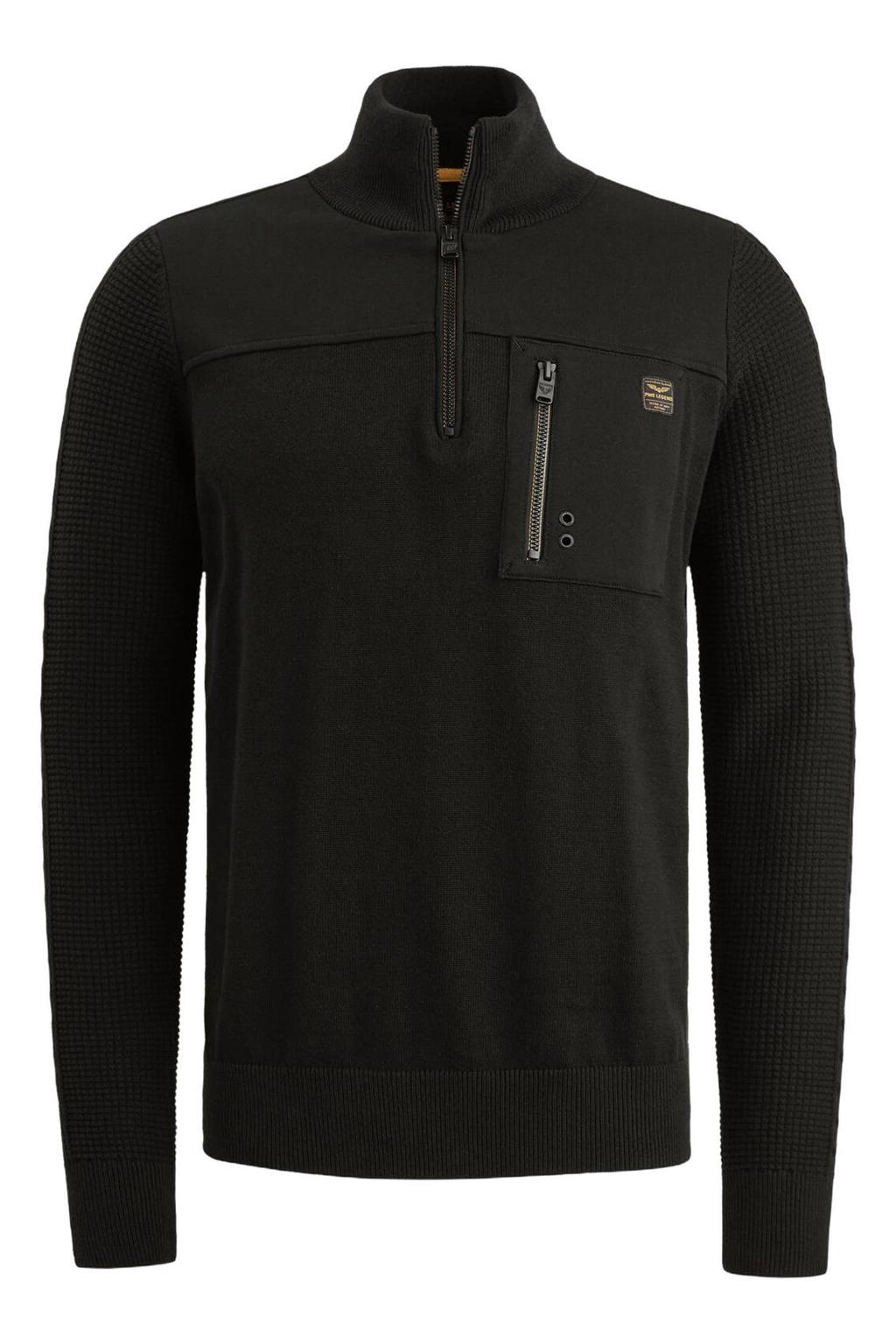 PME Legend katoenen regular fit gebreide trui - zwart