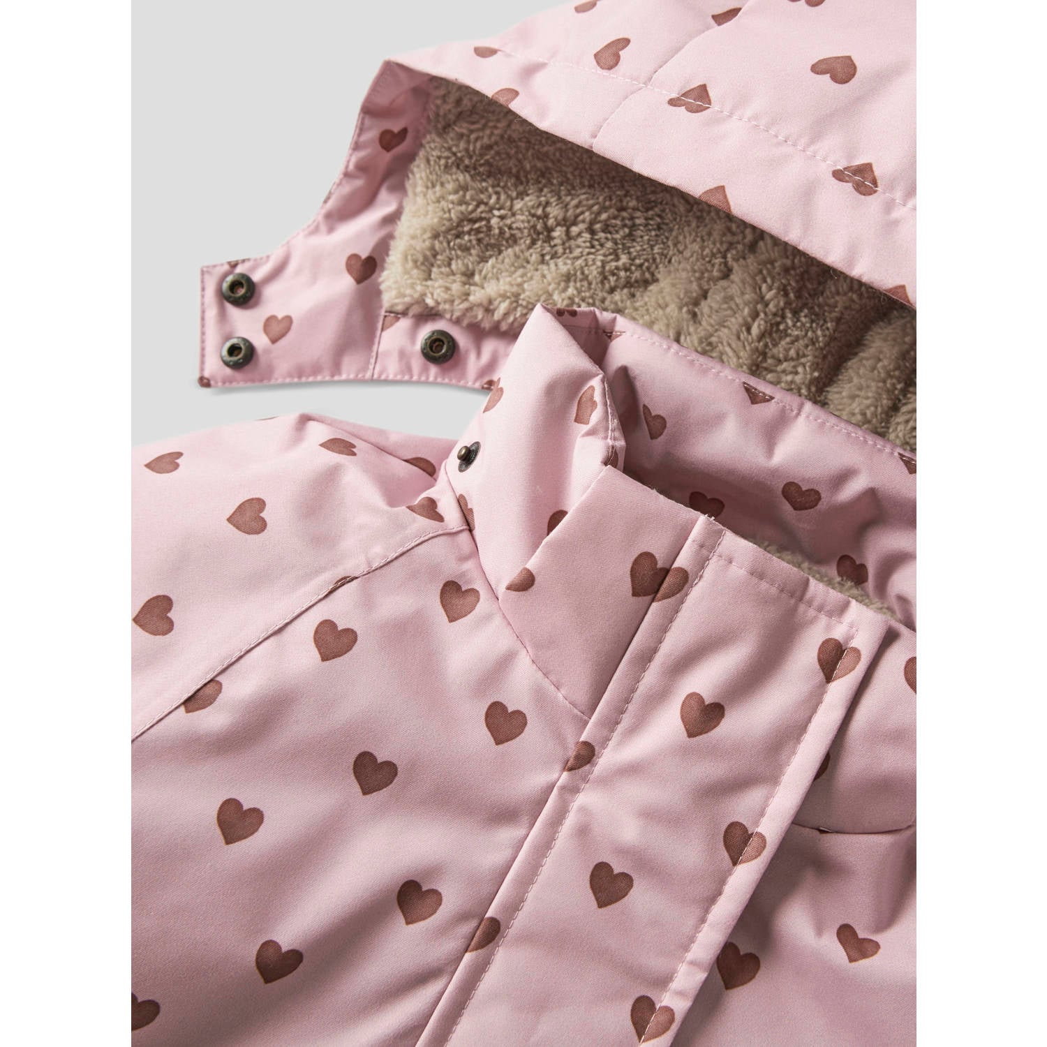 LIL' ATELIER MINI winterjas met print roze bruin