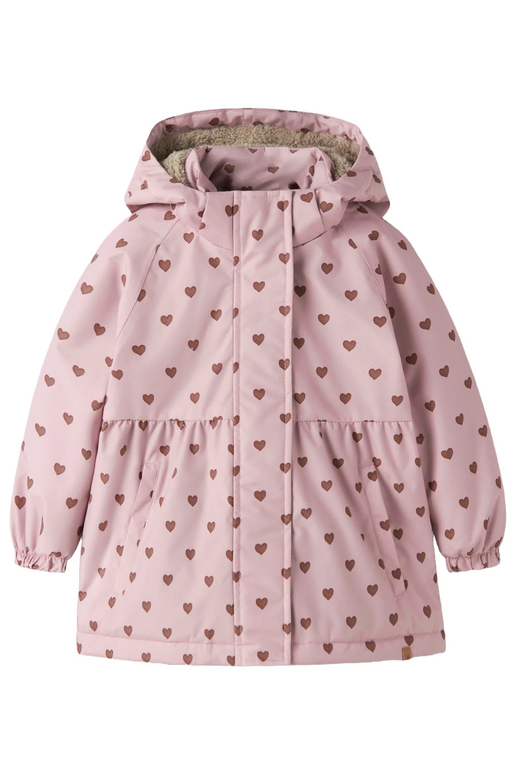 LIL' ATELIER MINI winterjas met print - roze/bruin
