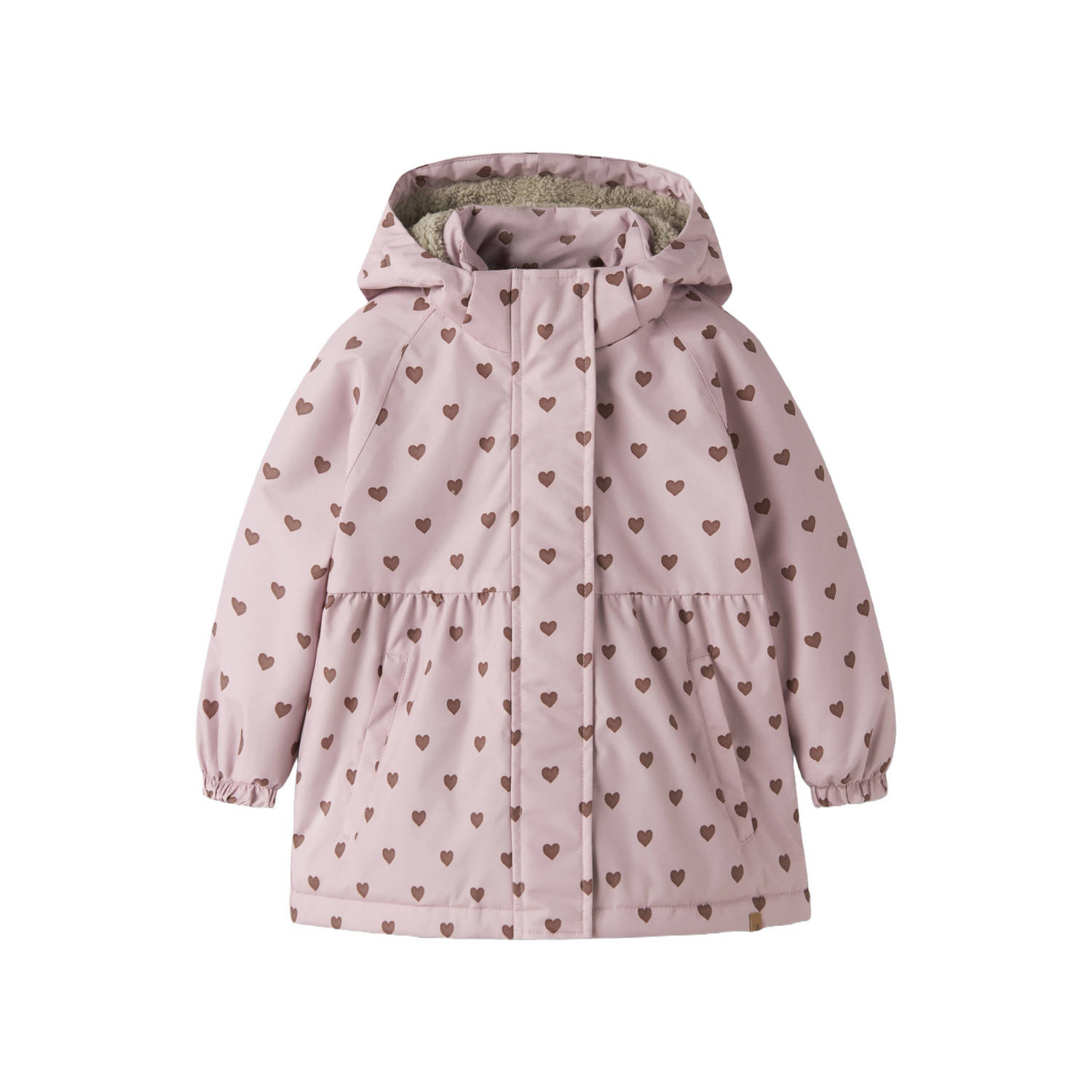 LIL' ATELIER MINI winterjas met print roze bruin