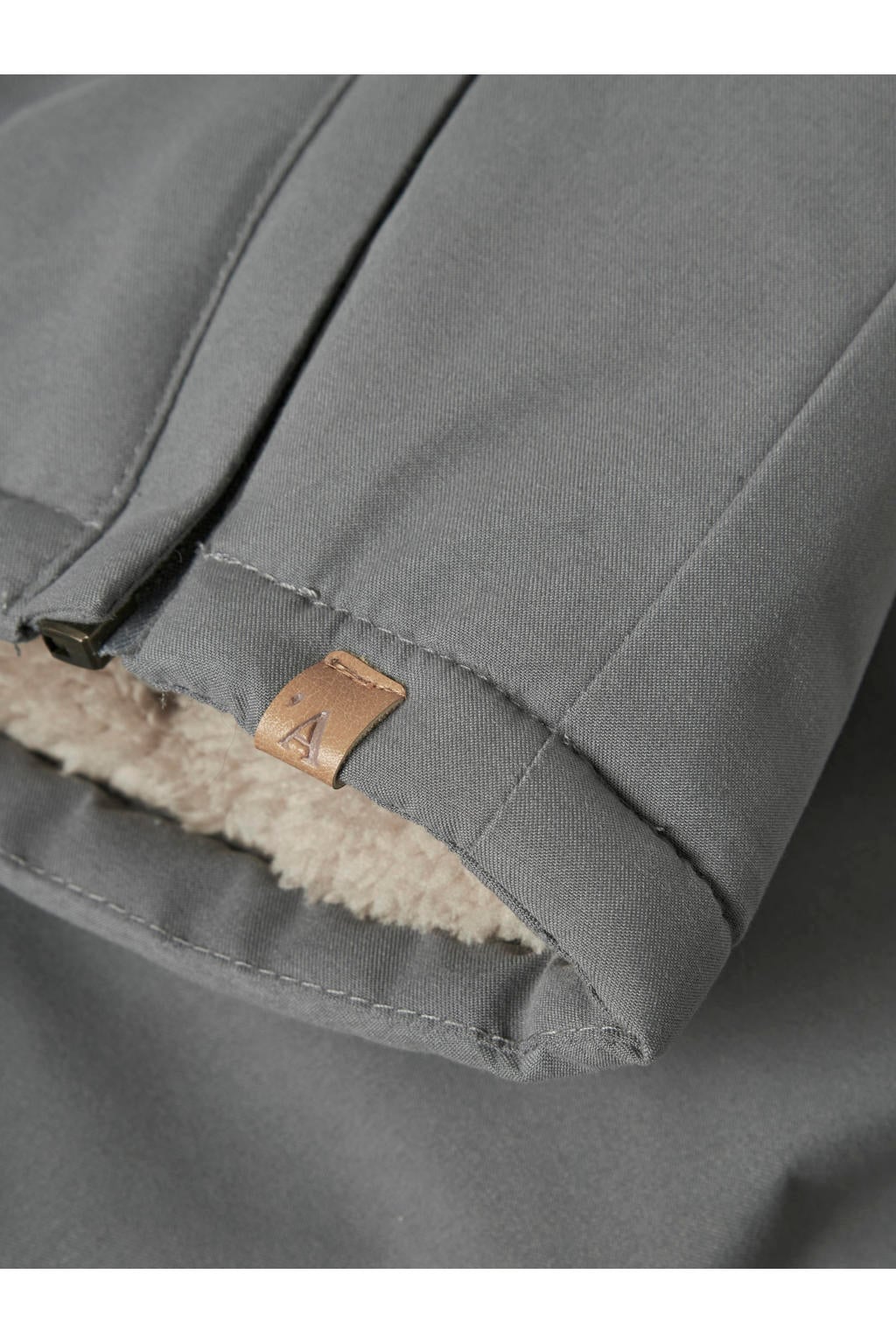 Grijze jongens LIL' ATELIER BABY winterjas van polyester met effen, lange mouwen, capuchon en ritssluiting
