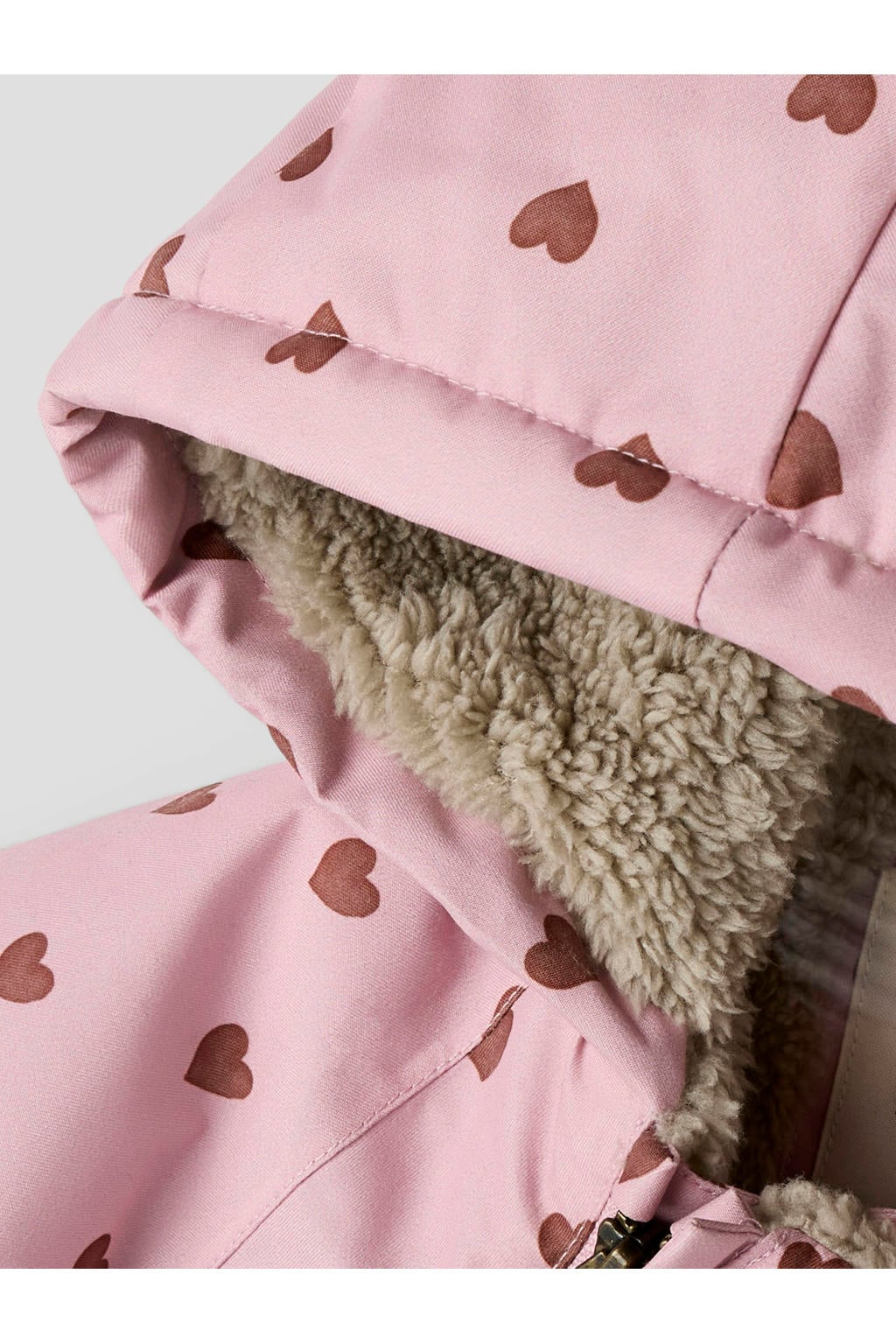 LIL' ATELIER BABY winterjas met hartjes - roze