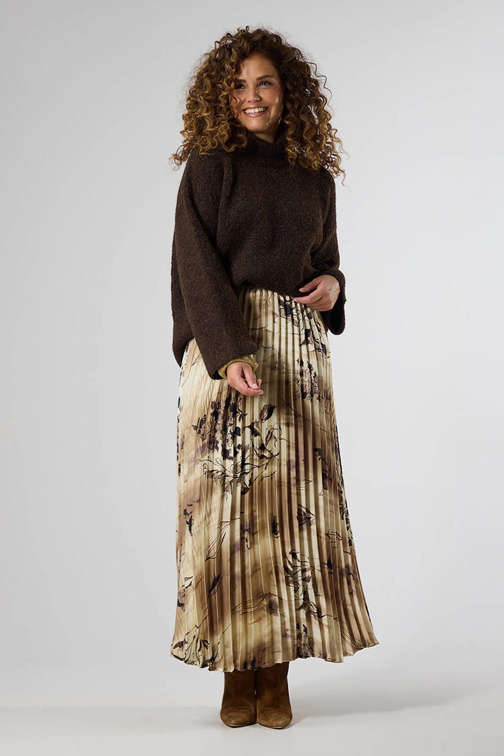 Donkerblauwe dames LabeL DOT van polyester met effen, lange mouwen en col