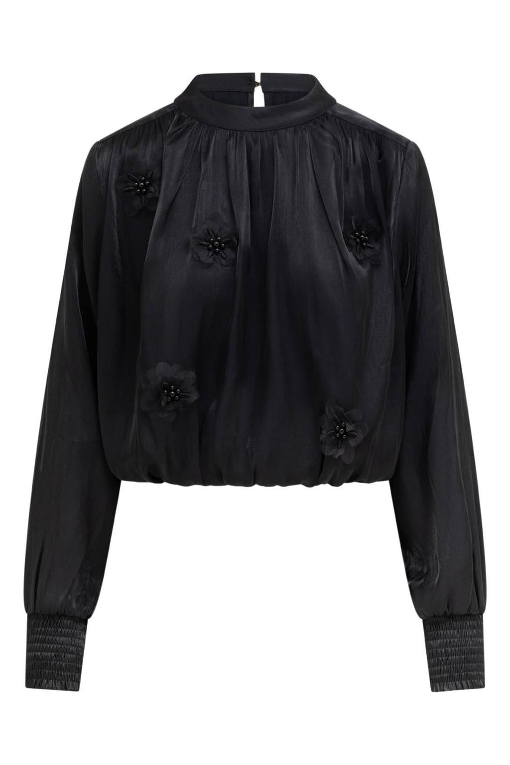 LabeL DOT blouse met borduursels - zwart