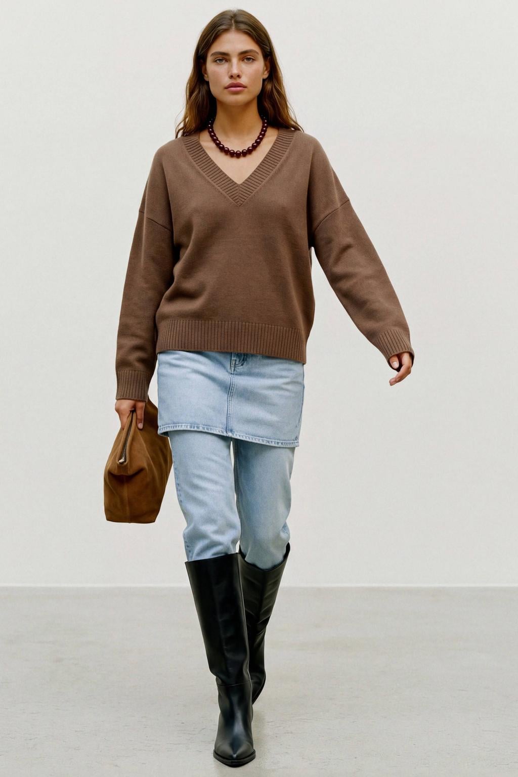 VERO MODA gebreide trui met wol - bruin