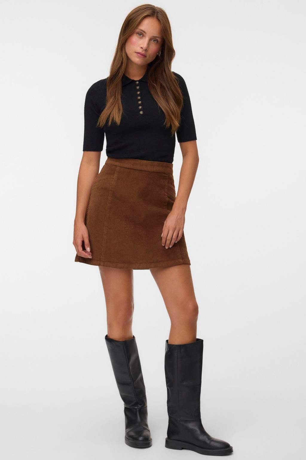 VERO MODA corduroy mini rok - bruin