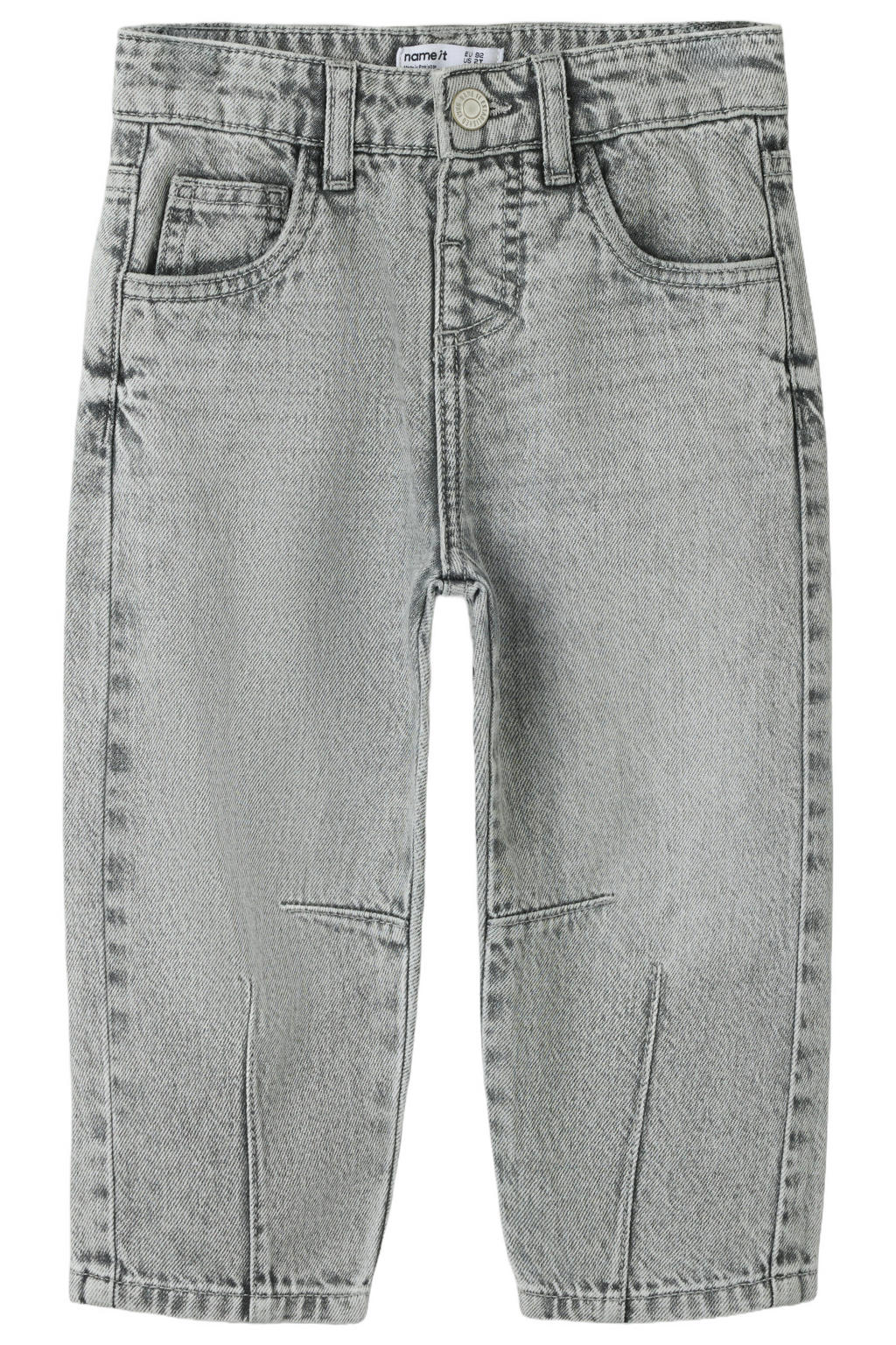 Grey denim meisjes NAME IT MINI barrel jeans van denim met regular waist, drukknoopsluiting en effen