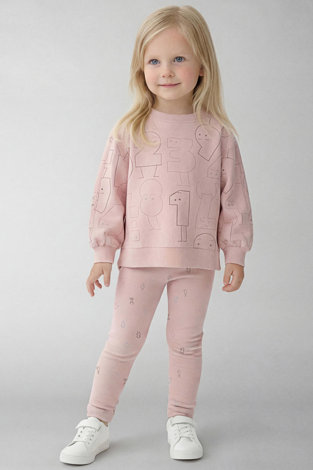 Roze meisjes NAME IT MINI van sweat materiaal met lange mouwen en ronde hals