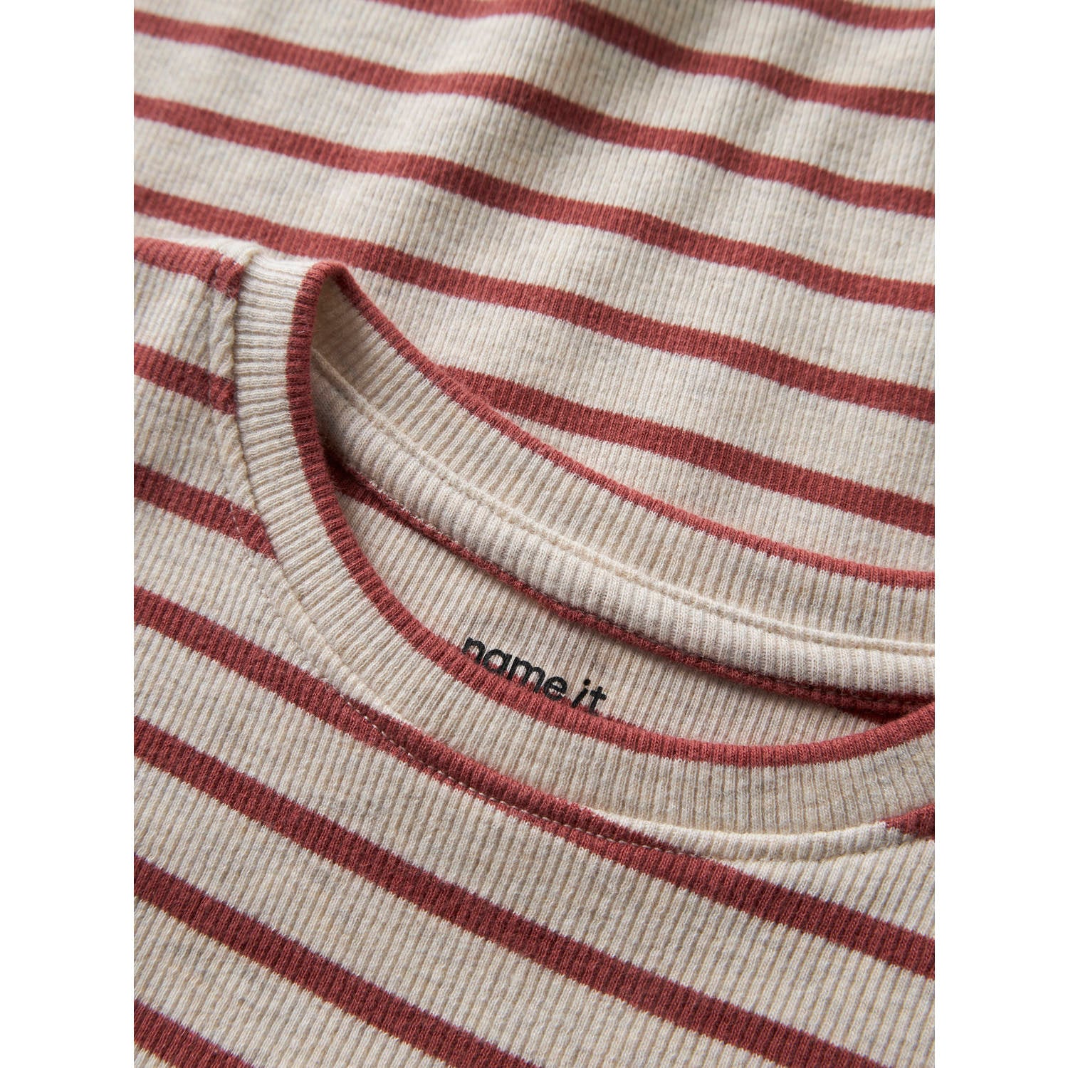 NAME IT MINI gestreepte longsleeve beige rood