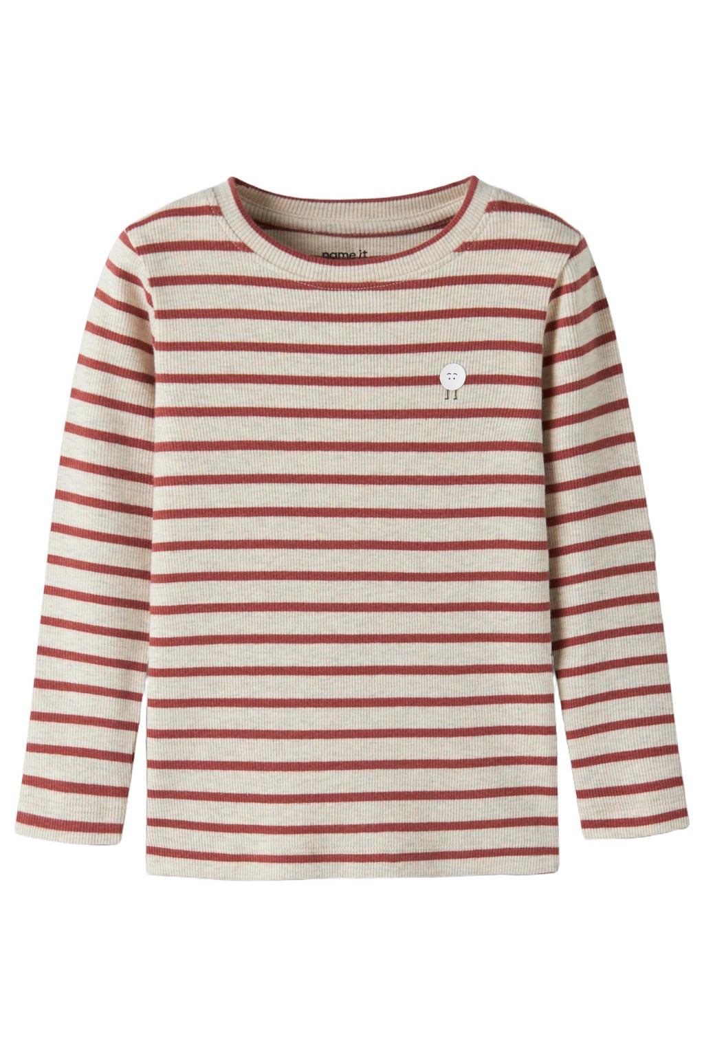 NAME IT MINI gestreepte longsleeve - beige/rood