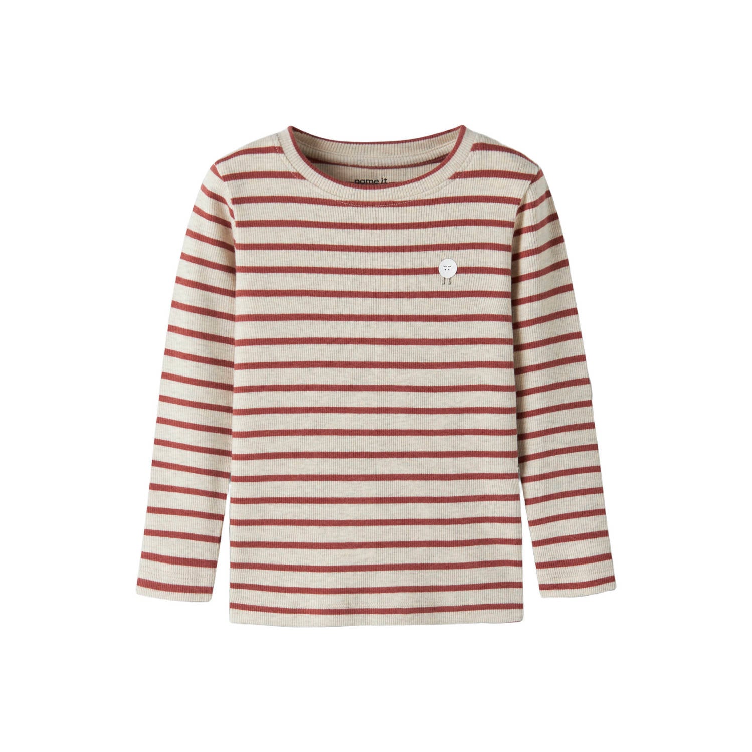 NAME IT MINI gestreepte longsleeve beige rood