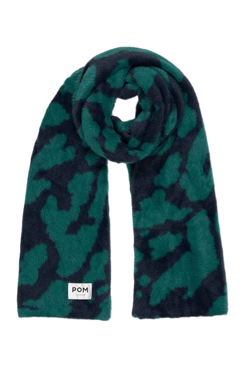 POM Amsterdam sjaal Lou Animal groen/donkerblauw