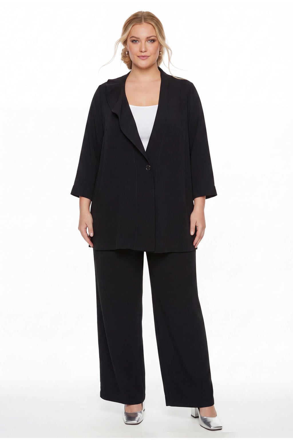 YOEK regular fit blazer Plus Size - zwart