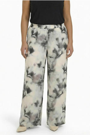 wide leg broek Plus Size met print - beige