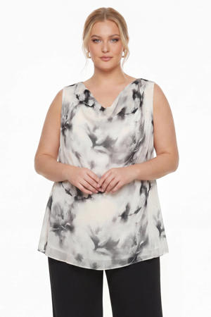 viscose tuniek Plus Size met print - beige