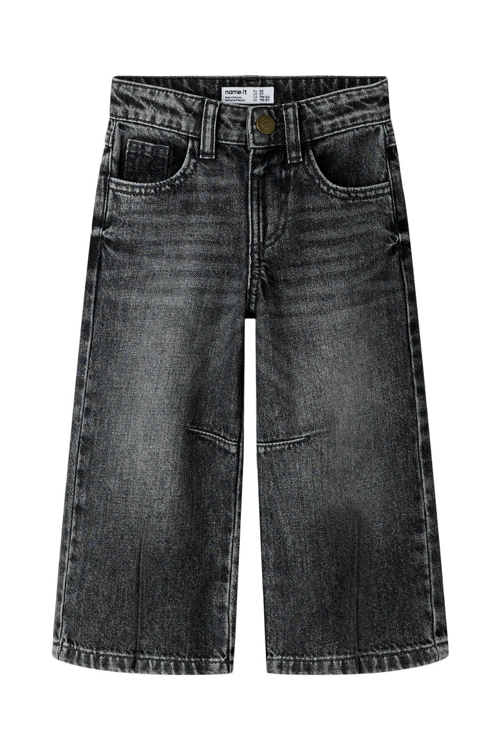 Grey denim jongens NAME IT MINI loose fit jeans van denim met drukknoopsluiting en effen