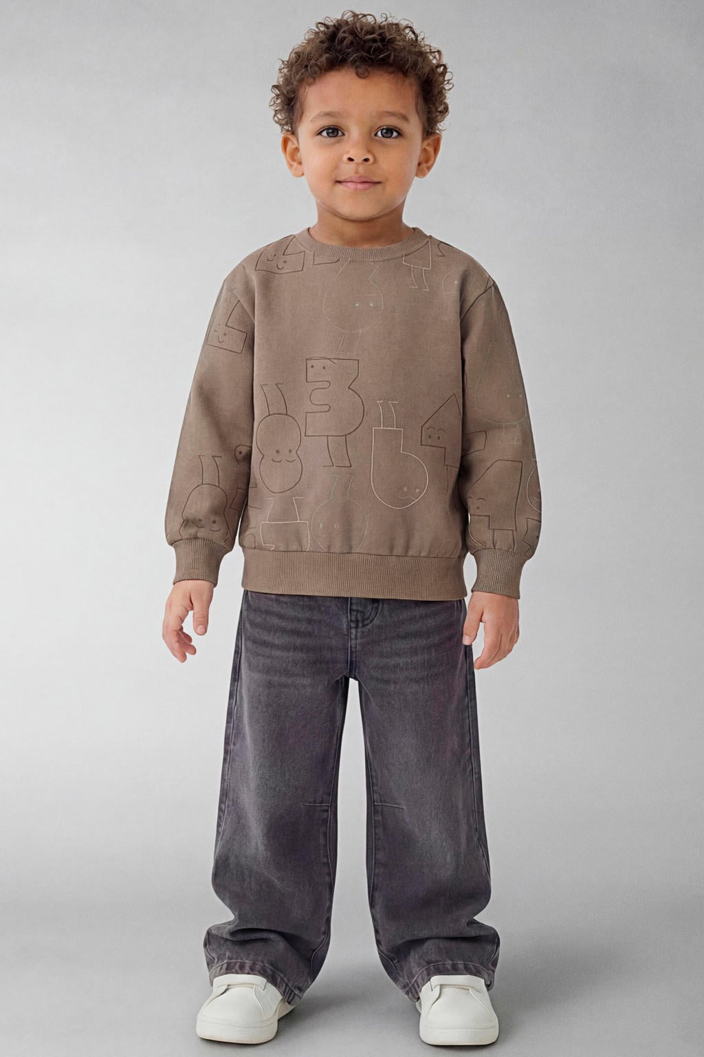 NAME IT MINI sweater met print - bruin