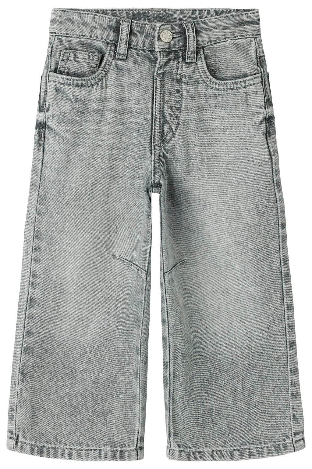 Grey denim jongens NAME IT MINI loose fit jeans van denim met drukknoopsluiting en effen