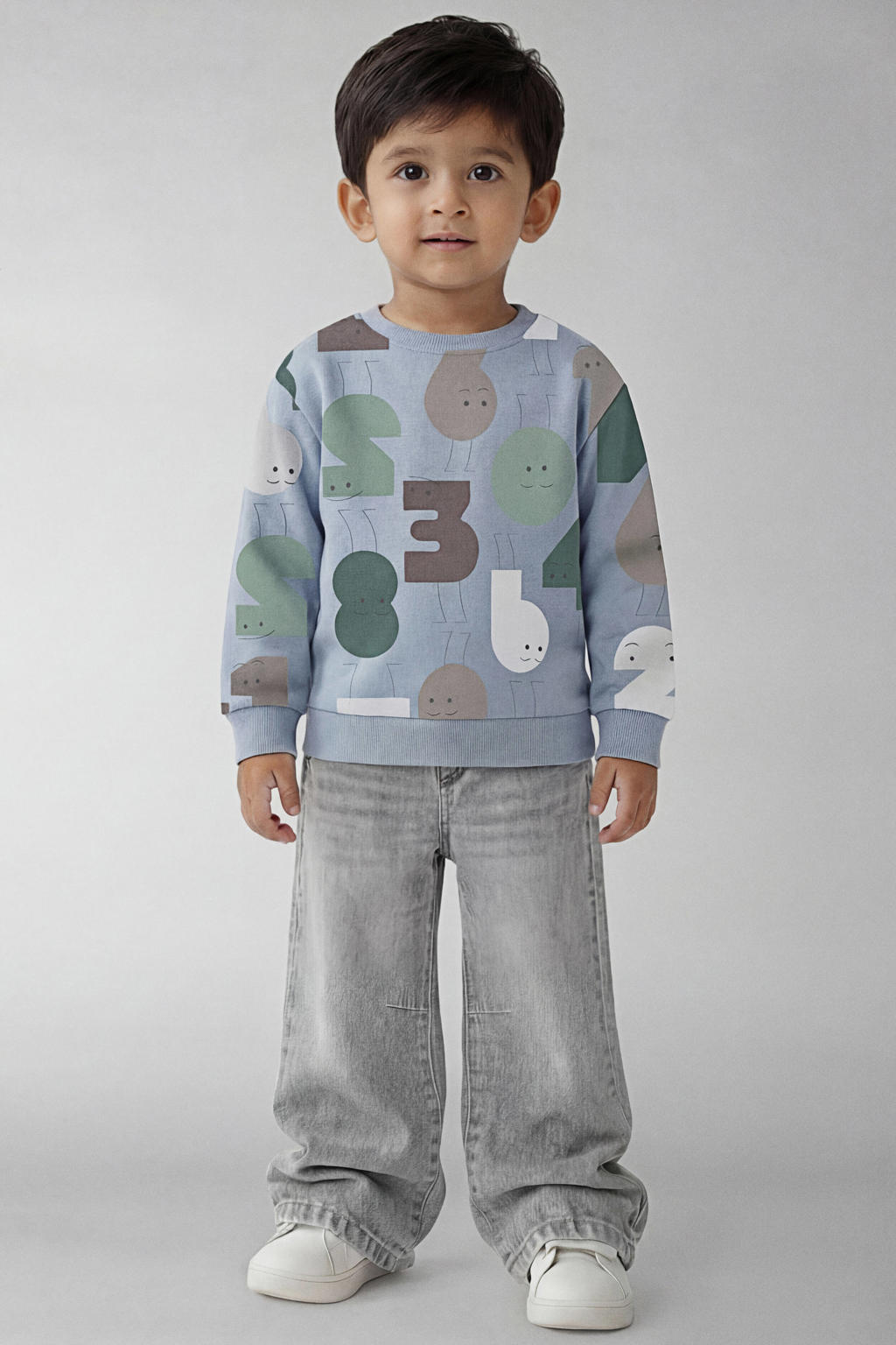 NAME IT MINI sweater met print - blauw/beige/groen
