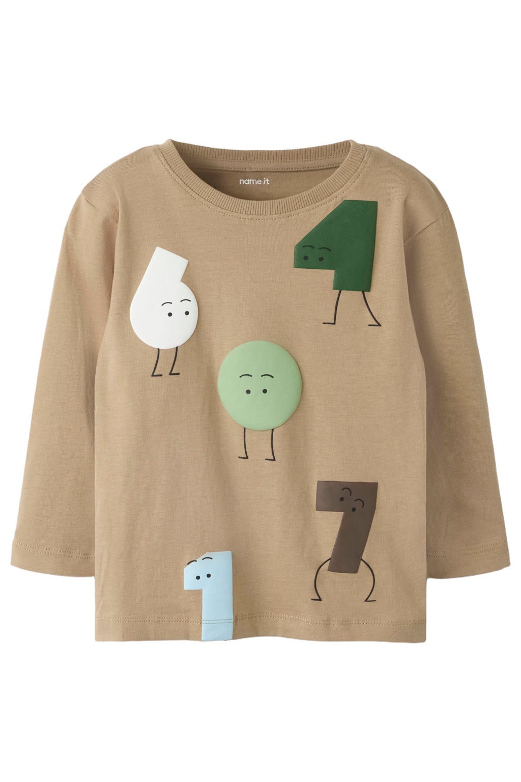 NAME IT MINI longsleeve met print - zand