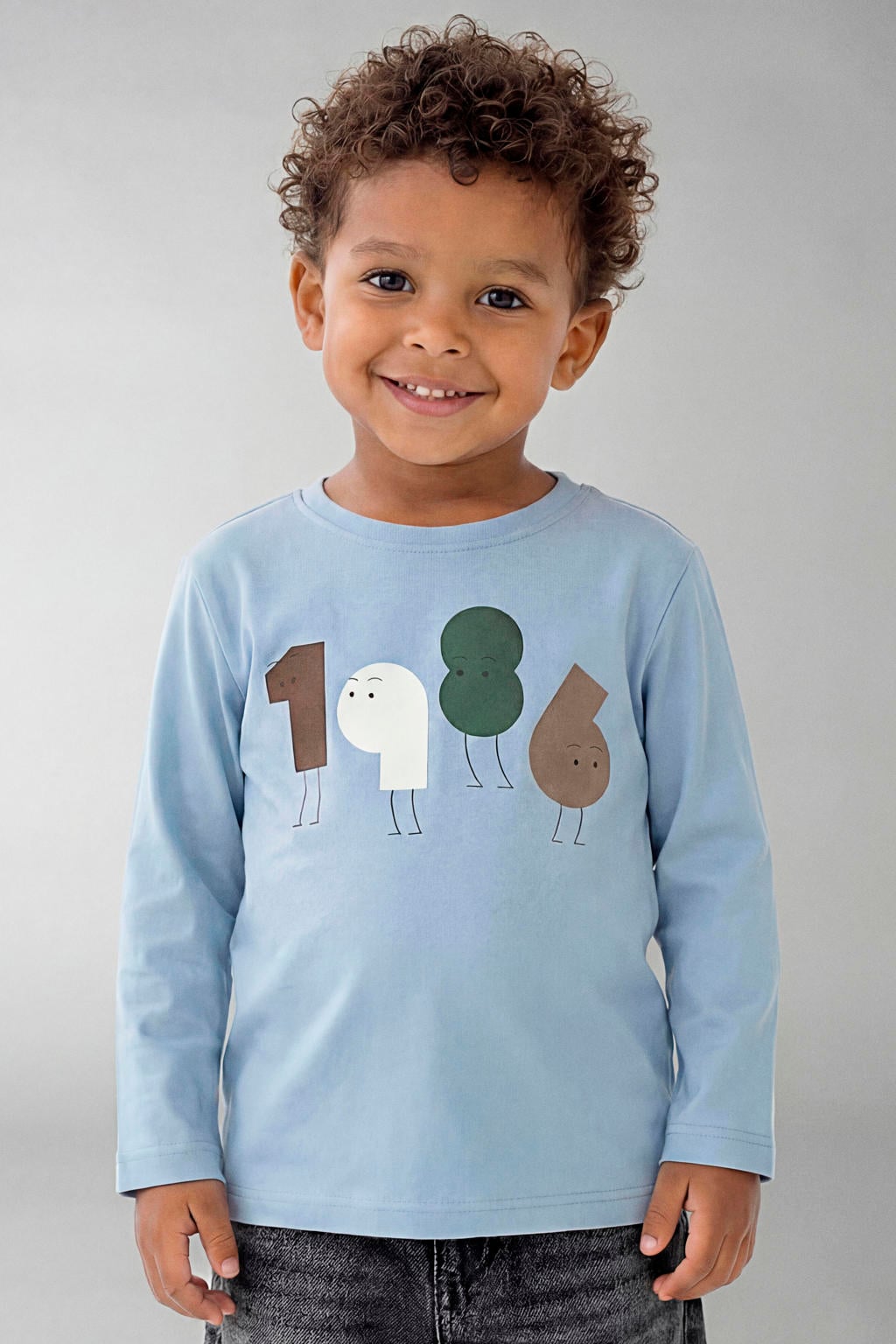 NAME IT MINI longsleeve met print - lichtblauw