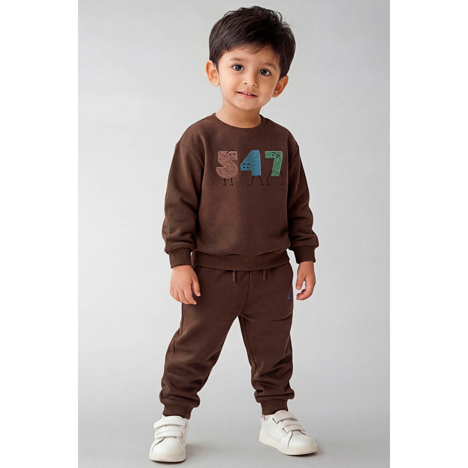 NAME IT MINI joggingbroek met print bruin