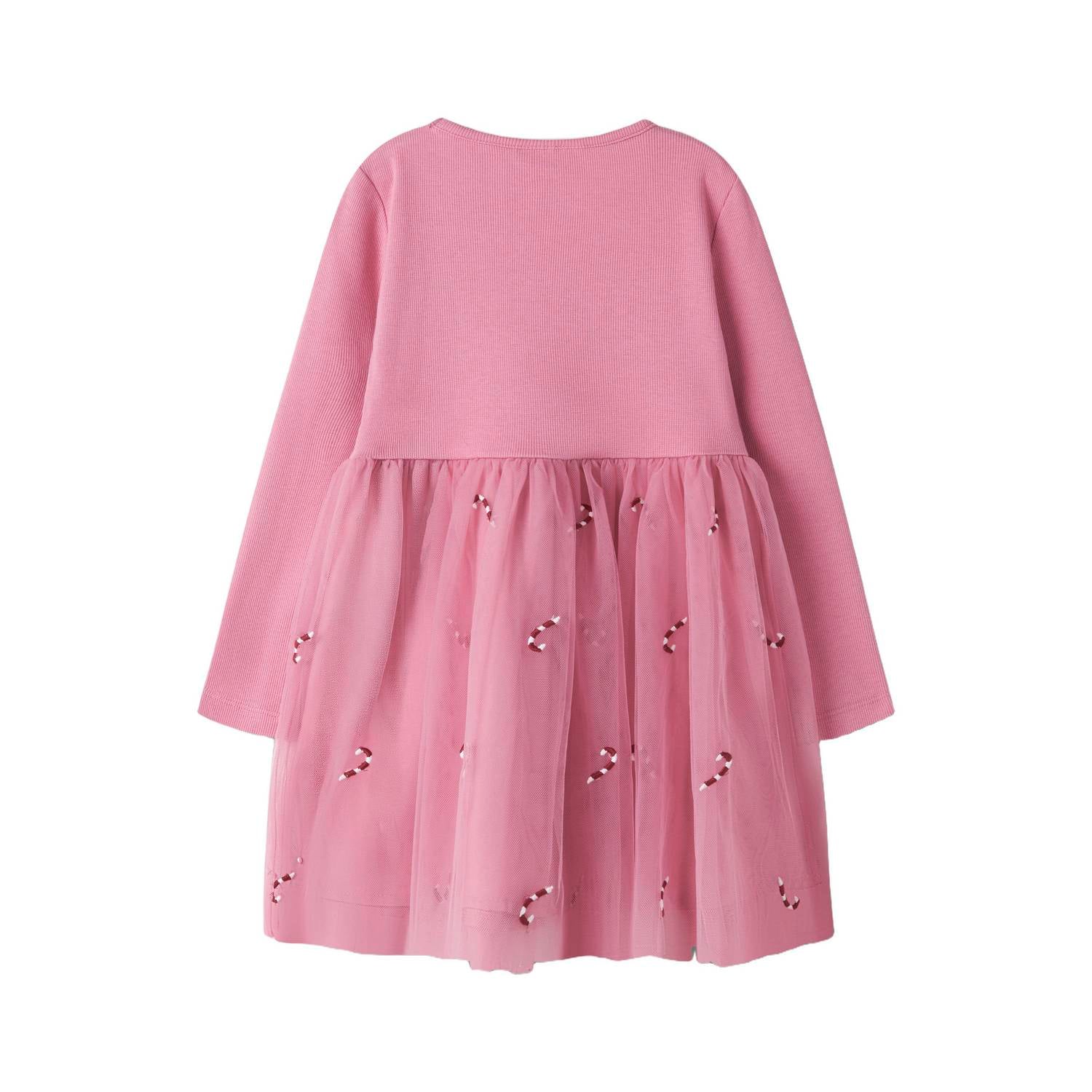 NAME IT MINI midi jurk met borduursels en print roze