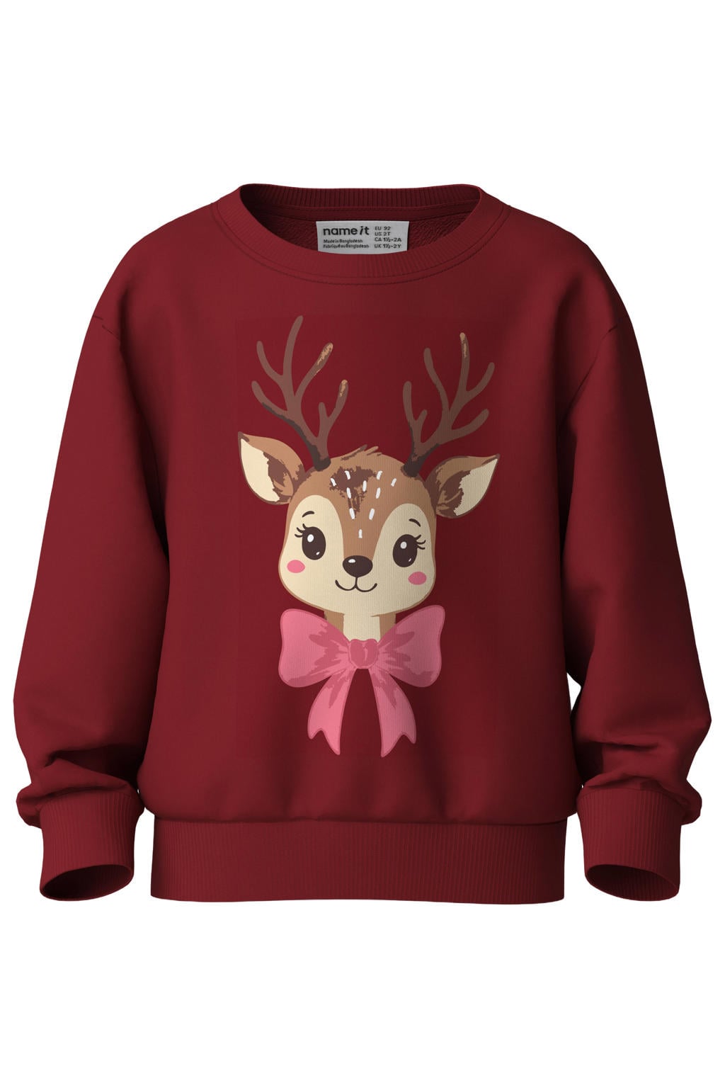 NAME IT MINI sweater met print - donkerrood