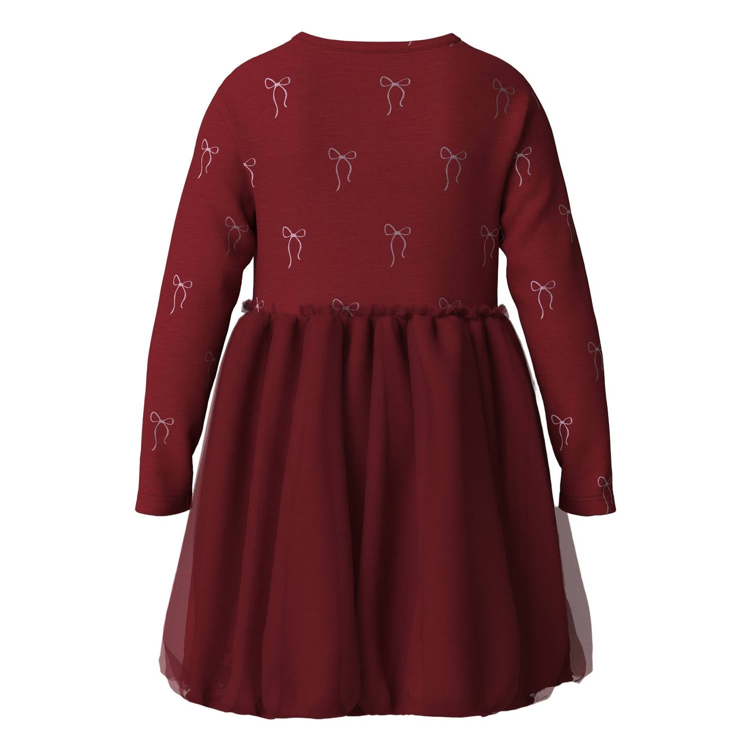 NAME IT MINI midi jurk met tule details donkerrood